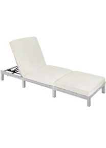 TecTake lettino prendisole in rattan Sofia - grigio chiaro - 403685