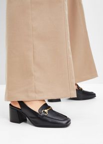 bonprix Mujer, Zapatos de tacón con talón al descubierto, negro, 39