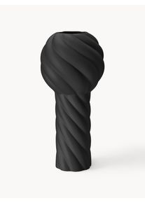 COOEE Design Ręcznie malowany wazon z ceramiki Twist Pillar, W 34 cm Czarny Ceramika Ø 16 x W 34 cm