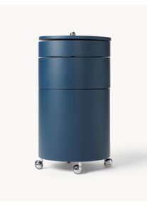 Verpan Round Container Barboy, Design Verner Panton Blue Wood Ø 38 x H 73 cm