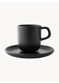 Eva Solo Tazas espresso con platillos Nordic Kitchen, 4 uds. Negro Cerámica Ø 11 x Al 7 cm, 70 ml