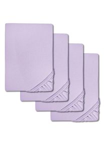 Fitted sheet microfiber interlock jersey lilac 90 x 190 - 100 x 200 cm double pack in a 4-pack