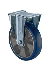 BS Rollen, Möbelrollen, Bockrolle D.80mm Trgf.170kg Bockrollen PU Platte L105xB85mm Farbe Rl.blau
