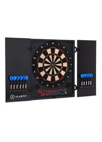 Klarfit Dartmaster 180 darts elülső ajtóval 12 darts és 24 darts hegy tápegység fali konzol