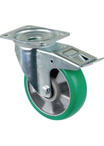 BS Rollen, Möbelrollen, Lenkrolle D.160mm Trgf.300kg m.Festst.PU 138x109mm grün