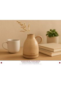 Depot Vase Keramik Beige bauchig Henkel 15cm Skandi