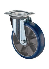 BS Rollen, Möbelrollen, Lenkrolle D.200mm Trgf.800kg Lenkrollen PU Platte L138xB109mm Farbe Rl.blau