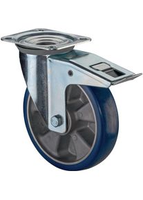 BS Rollen, Möbelrollen, Lenkrolle D.200mm Trgf.300kg m.Festst.PU 138x109mm blau