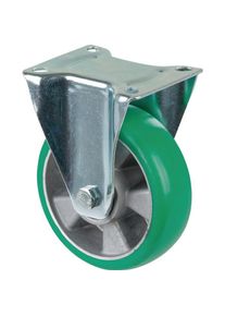 BS Rollen, Möbelrollen, Bockrolle D.160mm Trgf.600kg Bockrollen PU Platte L138xB109mm Farbe Rl.grün
