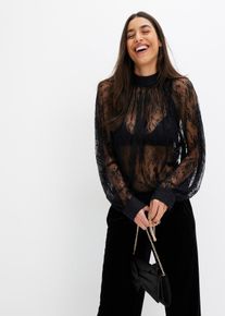 Bluse aus Spitze, schwarz, Größe 54, bonprix