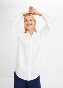 Oversize-Bluse aus reiner Baumwolle, wei&szlig;, Gr&ouml;&szlig;e 46, 100% Baumwolle, bonprix