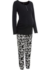Still-Pyjama mit Bio-Baumwolle, schwarz, Größe 56/58 (3XL), mit Baumwolle, bonprix