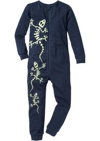 Schlafoverall aus reiner Baumwolle, blau, Größe 152/158, mit Baumwolle, bonprix
