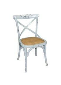 Bolero Cadeiras de jantar em bétula e rotim azul antigo