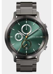 Men's Chronograph Watch - Dark Silver Green - Surgical Steel Case, Sapphire Glass, Metal Strap - Date Display - 42mm , Quartz Movement by Ronda -