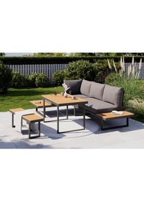 Ambia Garden Dining-Loungeset , Anthrazit, Naturfarben , Metall, Kunststoff, Textil , 4-teilig , Füllung: Schaumstoff,Polyester , seitenverkehrt