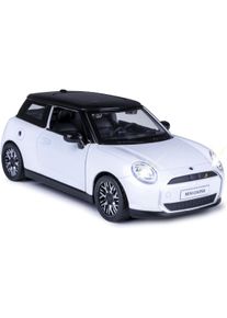 Weiss BMW Mini Cooper Diecast 1:28 weiss inkl. Knopfzellen