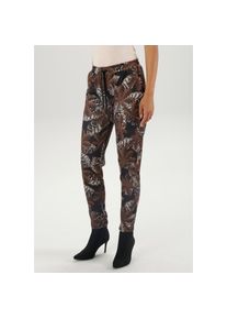 Aniston SELECTED , Schlupfhose, aus festerer Jerseyqualität mit Stretch , schwarz-braun-beige , N-Gr , 40 -N-Gr , 40 , Hose mit fantasievollem...