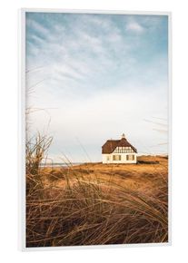 Poster with white frame "Country House at North Sea" artboxONE Framed Poster