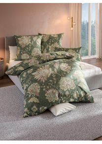 Bierbaum unisex Bedtextiel in groen/terra bedrukt ,maat 80x80/135x200 cm, Witt, 100% Katoen