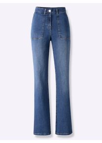 Dames Rechte jeans met opgestikte zakken in blue-stonewashed ,maat 38, WITT, 95% Katoen, 3% Polyester, 2% Elastan