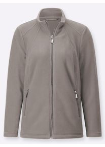 Dames Fleecejack met ritszakken in taupe ,maat 38, WITT, 100% Polyester