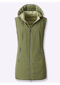 Dames Keerbaar lang jack in rietgroen ,maat 40, WITT, 100% Polyester. Wattering: 100% Polyester