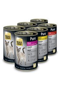 SELECT GOLD PURE natvoer kat, Adult Mixpakket 6x400g