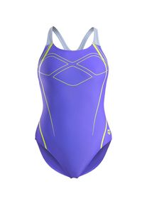 arena Jednodielne plavky 'Graphic Pro Back' Ženy indigo / neónovo žltá / svetlosivá XS