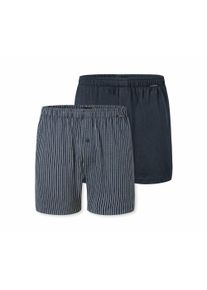2 Schiesser Jersey-Boxer - Herren - Gr. L/6 - dunkelblau/gestreift