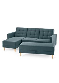 Tchibo - Federkern-Eckschlafsofa »Just Relax« mit Stauraumbank - 223x152x93cm - braun - Polyester / Eschen-Massivholz