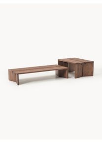 Komplet stolików kawowych z drewna dębowego Amad, 2 elem. Brązowy Lite drewno, Drewno Komplet o różnych rozmiarach | Westwing Collection