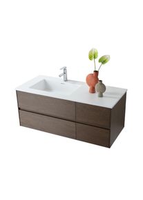 Waschbecken Unterschrank Set LAINE 120 cm linksseitiges Becken