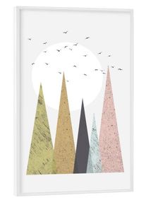 Poster with white frame "Mid-Century Scandinavian Mountains" artboxONE Framed Poster