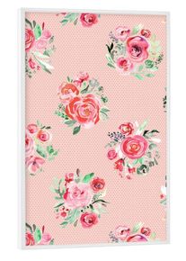 Poster with white frame "Sweet Romantic Roses Bouquets" artboxONE Framed Poster
