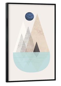 Poster with black frame "Scandinavian Mountain Scene 2" artboxONE Framed Poster