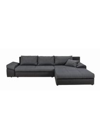 CARRYHOME Ecksofa , Anthrazit, Dunkelgrau , Textil , Füllung: Schaumstoff,Schaumstoff , Ottomane rechts, seitenverkehrt montierbar, L-Form , 313x215