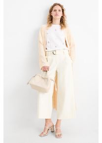 C&Amp;A Pantaloni di stoffa con cintura-vita alta-gamba larga, Bianco, Taille: 46