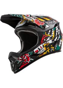 O Neal ONeal Backflip Inked, casco de bicicleta , color: Mate Negro/Blanco/Rojo/Amarillo , tamaño: XXL