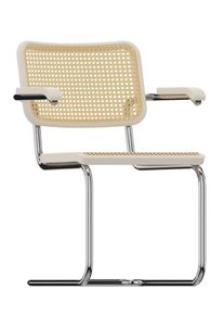 S 64 V Tube d'acier classique Chaise cantilever CHROME / BOIS BLANC LASIQUE Thonet OFFRE SPECIALE