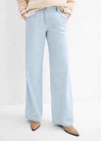 bonprix Mujer, Pantalones anchos, cintura media, muy suaves, azul, 48