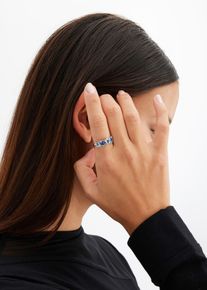 Ring med glasskrystallstener, sølv, størrelse 17, bonprix