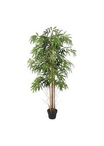 Pianta artificiale Bambù Rebecca Mobili Tukra 150x35x35 Poliestere Legno di Bambù Verde Marrone