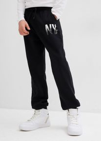 bonprix Pantaloni de jogging din material moale cu bumbac, negru, 128/134