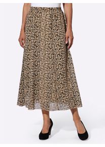 Damen Schlupfrock blickdicht gefüttert in beige-schwarz-bedruckt ,Größe 38, WITT, 100% Polyester