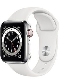 Apple Watch Series 6 Acciaio inossidabile 44 mm (2020) | argento | Cinturino Sport bianco