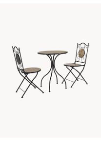 Bizzotto Set lounge para exterior Kansas, 3 pzas. Negro, Marrón Ø 60 x Al 92 cm