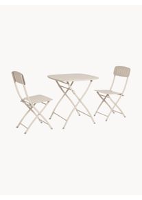 Bizzotto Set bistró para exterior de metal Yvonne, plegable, 3 pzas. Beige An 70 x F 70 cm