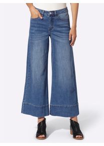 Heine Dames 5-pocketjeans in culottemodel in blue-bleached ,maat 38, Witt, 95% Katoen, 3% Polyester, 2% Elastan