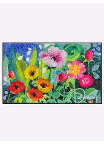 Salonloewe unisex Voetmat in groen/bont ,maat 40x60 cm - rechthoekig, Witt, 100% Polyamide. Achterzijde: 100% Elastiek